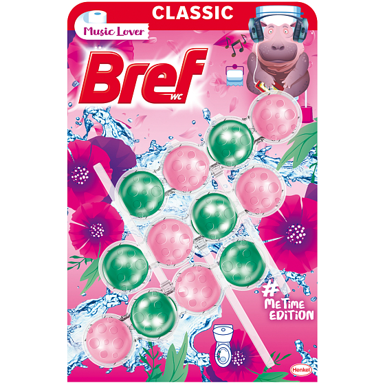Bref Me Time Edition Music Lover WC block for hygienic cleanliness and freshness of your toilet 3 x 50 g