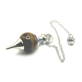 Tiger eye pendulum natural stone for dowsing, divination round bead 2 cm x 4 cm, stone of the sun and earth, brings luck and wealth