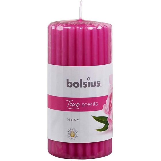 Bolsius Aromatic True Scents Peony - Peony scented candle cylinder fluted 60 x 12 mm