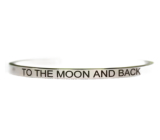 Stainless steel bracelet silver with engraving To the Moon and back, open cuff, 4 mm