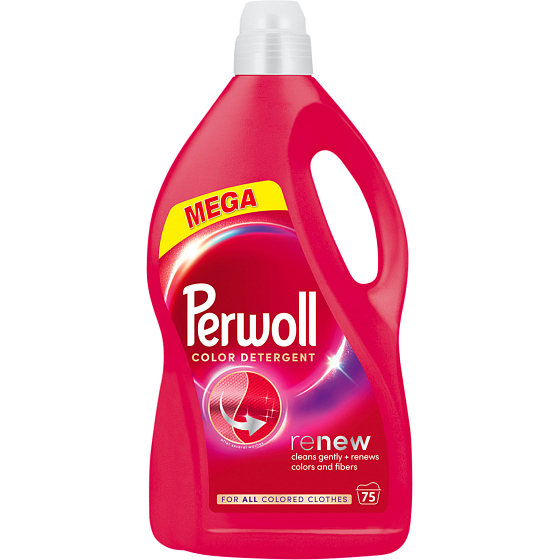 Perwoll Washing Gel Mega Renew Color 75 Washes, 3750 ml