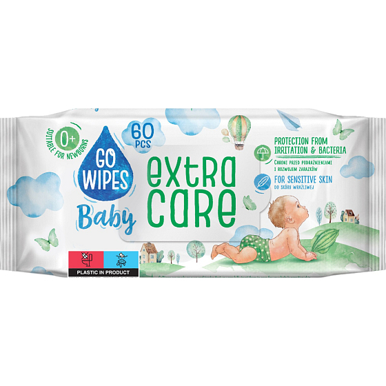 Go Wipes Baby Extra Care Baby Wet Wipes, 60 pcs