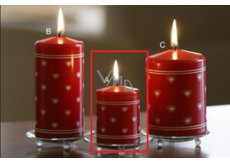 Lima Heart print candle red cylinder 50 x 80 mm 1 piece