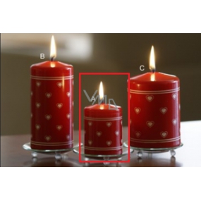 Lima Heart print candle red cylinder 50 x 80 mm 1 piece