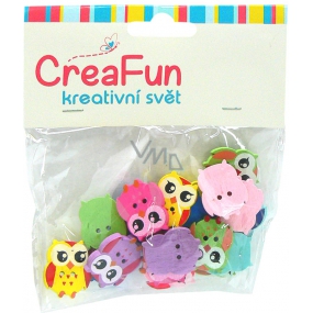 CreaFun Wooden Buttons Owl mix of colors 1.7 x 2 cm 20 pieces