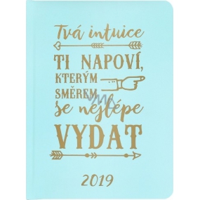 Albi Diary 2019 weekly Intuition - mint with text 12.6 x 17 x 1.2 cm