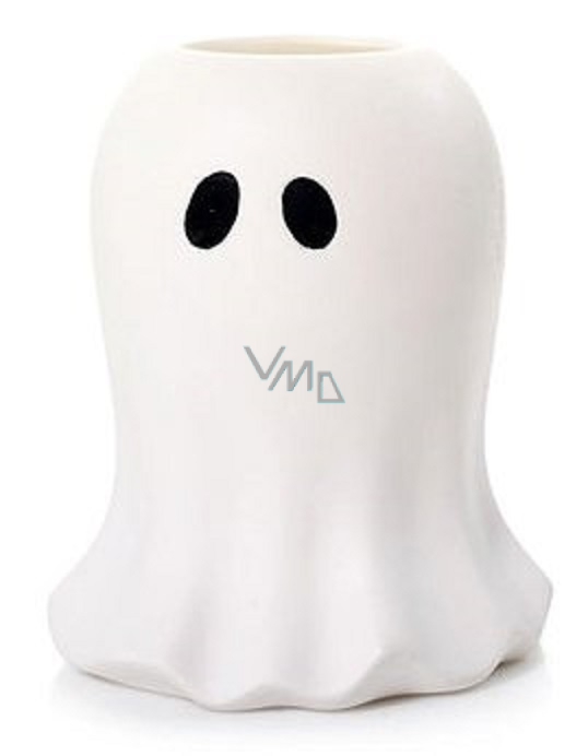 Yankee Candle Halloween Glowing Ghost ceramic candlestick on a votive