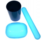 Plastic Nova Toiletry Bag Set - Travel Toiletry Set Blue, Crucible, Brush Case and Soap 3 Pieces