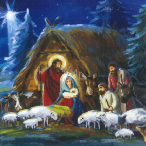 Nekupto Christmas gift cards Nativity scene 6.5 x 6.5 cm 6 pieces