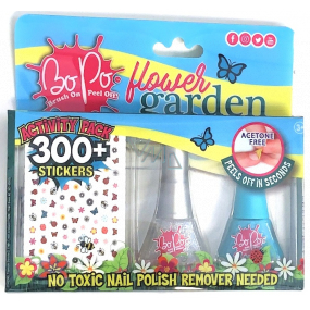 Bo-Po Flower nail polish peel silver 2,5 ml + nail polish peel dark green 2,5 ml + nail stickers, cosmetic set for children