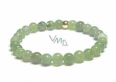 Tourmaline Verdelite green bracelet elastic natural stone, ball 6 mm / 16 - 17 cm, guardian of good mood