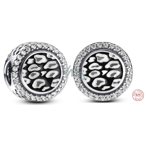 Charm Sterling silver 925 Black leopard charm, bead on animal bracelet