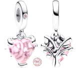 Charm Sterling silver 925 Rose tree of life, one heart, one origin, family bracelet pendant