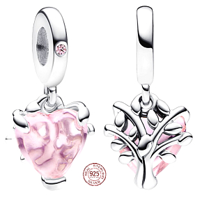 Charm Sterling silver 925 Rose tree of life, one heart, one origin, family bracelet pendant