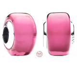 Charm Sterling silver 925 Pink Murano glass bead on bracelet symbol