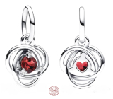 Charm Sterling Silver 925 Red Circle of Eternity July, Pendant Bracelet Symbol