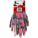 Leiva work gloves dipped in polyurethane with floral print, size 8, 1 pair