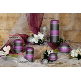 Lima Elegance Gray candle purple cylinder 60 x 90 mm 1 piece