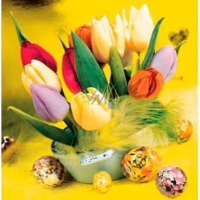 Ditipo Paper napkins 3 ply 33 x 33 cm 20 pieces Easter yellow with tulips and eggs