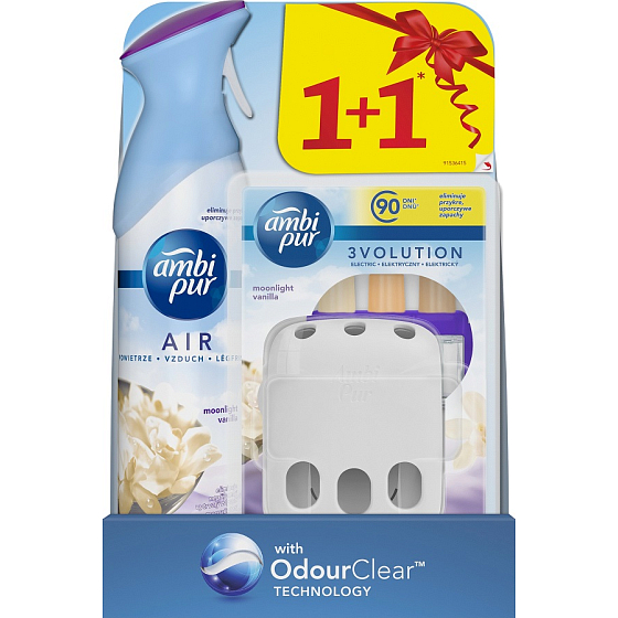 Ambi Pur 3 Volution Moonlight Vanilla electric air freshener refill 3 x 20 ml + air freshener spray 300 ml, duopack