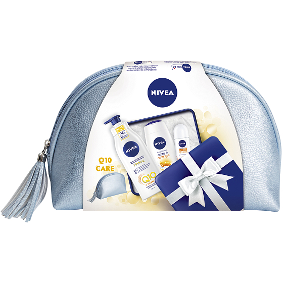 Nivea Firming Body Lotion Q10 + Vitamin C 400 ml + Care & Orange Shower Gel 250 ml + Stress Protect ball antiperspirant 50 ml + case, cosmetic set