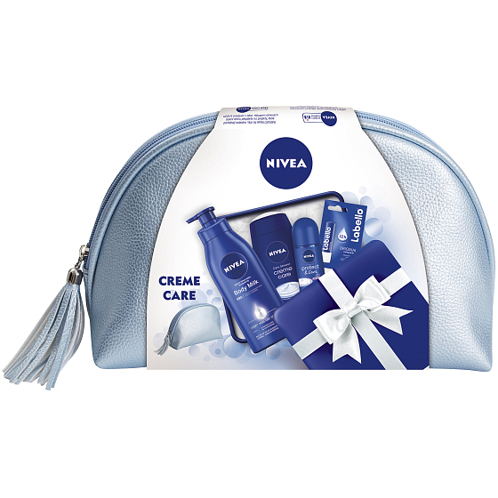 Nivea Body Milk Body Lotion 400 ml + Creme Care Shower Gel 250 ml + Protect & Care Ball Antiperspirant 50 ml + Labello Original Lip Balm 4.8 g + case, cosmetic set
