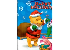 Ditipo Disney Dárková papírová taška pro děti L Medvídek Pú Happy Holidays 26,4 x 12 x 32,4 cm
