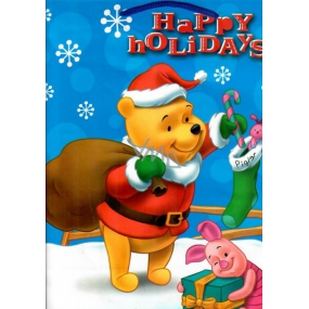 Ditipo Gift paper bag 26.4 x 12 x 32.4 cm Disney Winnie the Pooh Happy Holidays