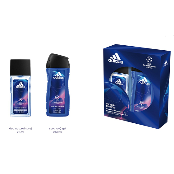 Adidas UEFA Champions League Victory Edition V perfumed deodorant spray 75 ml + shower gel 250 ml, cosmetic set for men