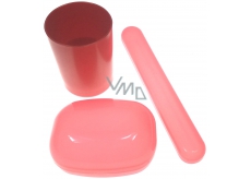 Plastic Nova Toiletry Bag Set - Travel Toiletry Set Red, Crucible, Brush Case and Soap 3 Pieces