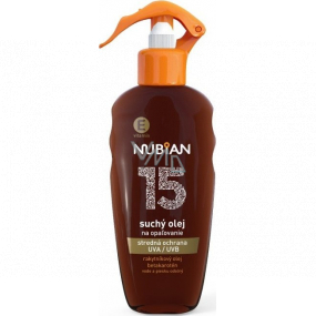 Nubian OF15 water and sand resistant dry suntan oil spray 200 ml