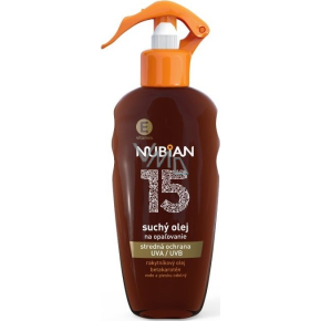 Nubian OF15 water and sand resistant dry suntan oil spray 200 ml