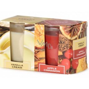 Emocio Vanilla Cream & Apple Cinnamon - Vanilla cream and apple cinnamon scented candle glass 52 x 65 mm 2 pieces in a box