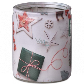 Bolsius Christmas motifs scented candle in glass 68 x 80 mm, burning time 23 hours