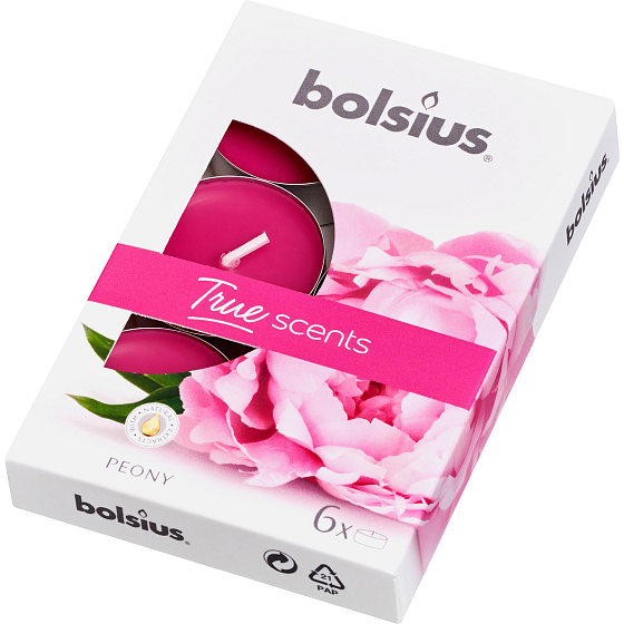 Bolsius Aromatic Peony - Peony scented tealights 6 pieces, burning time 4 hours