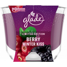 Glade Berry Winter Kiss with the scent of blackberries and cranberries scented large candle in a glass, burning time up to 52 hours 224 g
