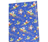 Zöwie Gift wrapping paper 70 x 200 cm Bambini dark blue - Santa on a rocket, reindeer, moon