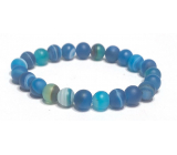 Agate blue matt bracelet elastic natural stone, ball 8 mm / 16 - 17 cm