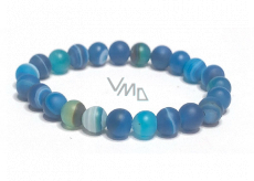 Agate blue matt bracelet elastic natural stone, ball 8 mm / 16 - 17 cm