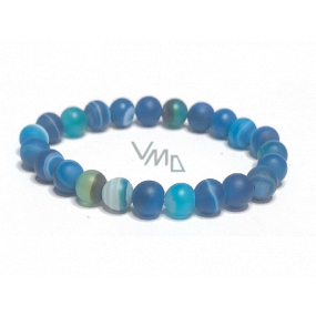 Agate blue matt bracelet elastic natural stone, ball 8 mm / 16 - 17 cm