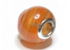 Carnelian pendant round natural stone 14 mm, hole 4,2 mm 1 piece, Teach us here and now