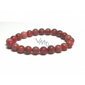 Jasper / Regalite Imperial Sea Sediment Red Sea Bracelet elastic mixed mineral, ball 8 mm / 16 - 17 cm