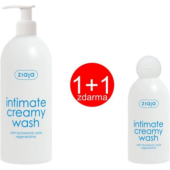 Ziaja Intima Lactobionic Acid Cream Intimate Hygiene Dispenser 500 ml + Ziaja Intima Lactobionic Acid Cream Intimate Hygiene Dispenser 200 ml, duopack