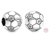 Charm Sterling silver 925 Glittering football, bead on bracelet sport