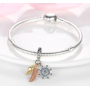 Charm Sterling Silver 925 Protective Amulet, Anchor, Feather, Shell 3-in-1, Sea Bracelet Pendant