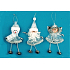 Angel snowman and santa silver with bells for hanging 14 cm