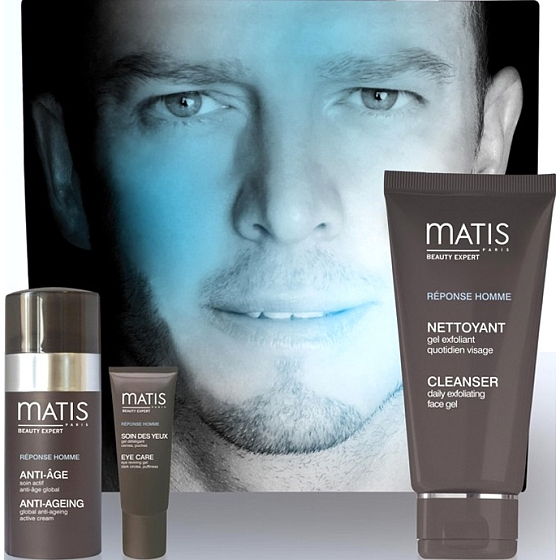 Matis Paris For Men Response Anti-Age Active Cream 50 ml + Eye Reviving Gel 15 ml + Daily Exfoliating Face Gel 50 ml, cosmetic set