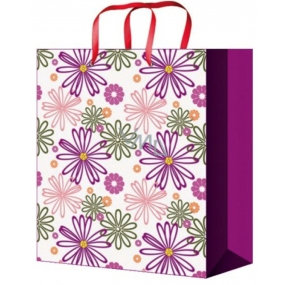 Angel Gift paper bag 23 x 18 x 10 cm dark pink with flowers
