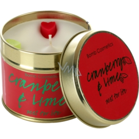 Bomb Cosmetics Cranberry and Lime Scented natural, handmade candle in a tin can burns for up to 35 hours