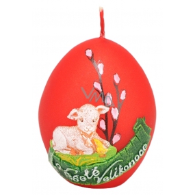 Lamb easter candle metal mat red egg 60 mm